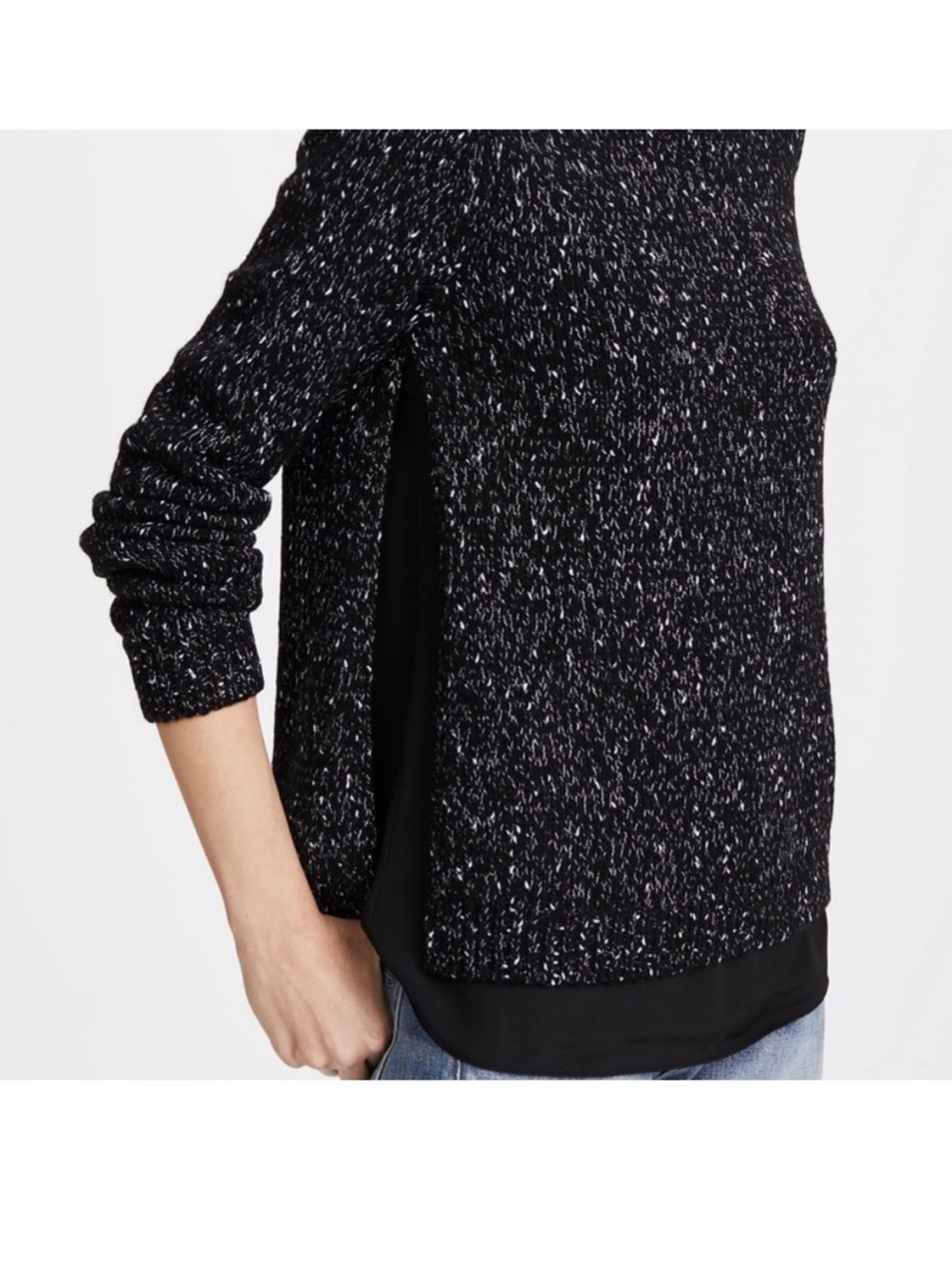 Club Monaco Black and White Marled Crewneck Sweater - size M